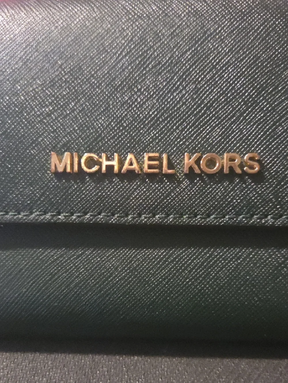 Michael Kors Forest Green Saffiano Leather Clutch Wallet with Gold Logo - Picture 3 of 12